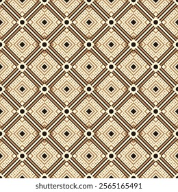 Seamless geometric pattern with diamond shapes and linear elements. Perfect for textiles, wallpapers, wrapping paper, backgrounds and home decor.