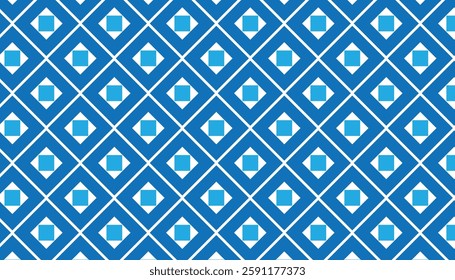 Seamless geometric pattern of diamond shapes in checkered pattern. Blue and white are used to create a clean and visually appealing design.