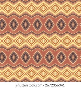 Patrón geométrico sin fisuras con Formas de diamantes en tonos marrón cálido y dorado. Fondo Abstractas, texturizado y con estilo para la moda, los textiles y el arte.
