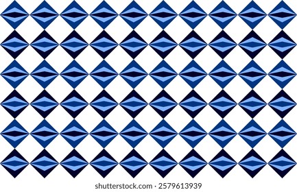 seamless geometric pattern, Seamless geometric diamond pattern in triple tone blue and black diamond checkerboard, chessboard seamless Repeat seamless pattern design for fabric print, 3 layer diamond