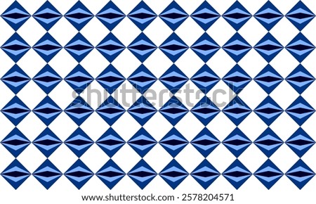 seamless geometric pattern, Seamless geometric diamond pattern in triple tone blue and black diamond checkerboard, chessboard seamless Repeat seamless pattern design for fabric print, 3 layer diamond