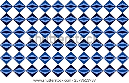 seamless geometric pattern, Seamless geometric diamond pattern in triple tone blue and black diamond checkerboard, chessboard seamless Repeat seamless pattern design for fabric print, 3 layer diamond