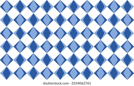 seamless geometric pattern, Seamless geometric diamond pattern in two tone blue. blue diamond checkerboard, chessboard seamless Repeat seamless pattern design for fabric print, 2 layer diamond