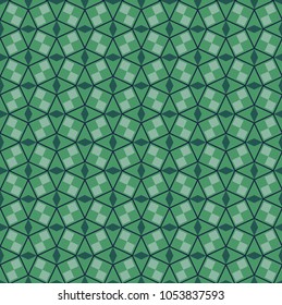 seamless geometric pattern with diamonds and squares in jade green shades