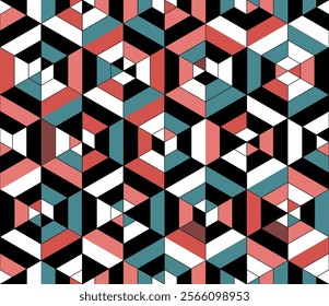 Seamless geometric pattern with diamonds and squares. Vector graphics.