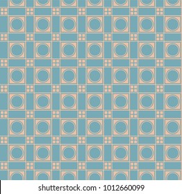 seamless geometric pattern with dots and rectangles in pale blue
