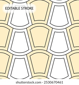 Padrão geométrico contínuo com traçado editável. Grade clássica trapezoidal. Modelo de plano de fundo, layout. Aplique vários pincéis de padrão para qualquer design com tema.