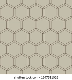 Seamless geometric pattern with editable weight of stroke, hexagon shape brown color. Abstract background template. Vector illustration.