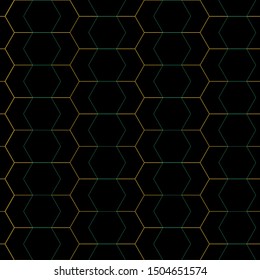 Seamless Geometric Pattern Elegant Ornament With Gold Green Strips