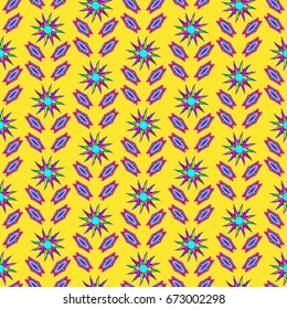 Seamless geometric pattern. Elements placement in the form of spikes. Background is yellow.