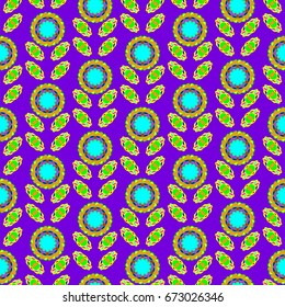 Seamless geometric pattern. Elements placement in the form of spikes. Background is violet.
