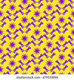 Seamless geometric pattern. Elements placement in the form of spikes. Background is orange.