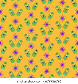 Seamless geometric pattern. Elements placement in the form of spikes. Background is orange.
