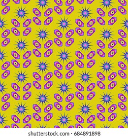 Seamless geometric pattern. Elements placement in the form of spikes. Background is rapeseed yellow .