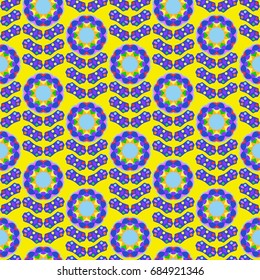 Seamless geometric pattern. Elements placement in the form of spikes. Background is yellow.