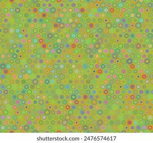 Seamless geometric pattern. Geometric elements of varied style and color. Hexagon shapes. Tileable pattern. Seamless background. Charming vector illustration.