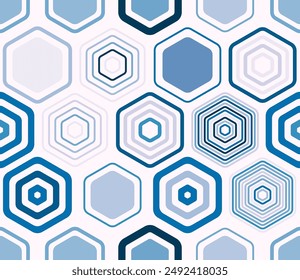 Seamless geometric pattern. Geometric elements of varied style and color. Large hexagons. Tileable pattern. Seamless background. Amazing vector illustration.