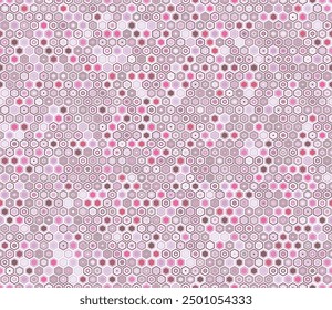 Seamless geometric pattern. Geometric elements of varied style and color. Regular hexagon shapes. Tileable pattern. Seamless background. Charming vector illustration.