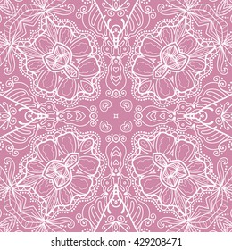 Seamless geometric pattern, endless repeating texture. Tribal ethnic ornate background, colorful lace pattern. Fashion fabric or paper print, square doodle pattern, vector illustration