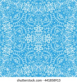 Seamless geometric pattern, endless repeating texture. Tribal ethnic ornate background, colorful lace pattern. Fashion fabric or paper print, square doodle pattern, vector illustration