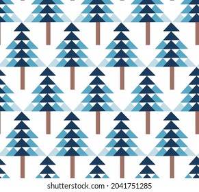 Seamless geometric pattern. Ethnic seamless pattern. christmas Tribal blue tree background. Seamless abstract triangle geometrical background. Infinity geometric pattern. 