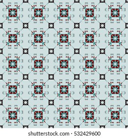 Seamless geometric pattern with ethnic motif. Geometric simple print. Vector repeating texture for textile, wallpaper, cards and etc.