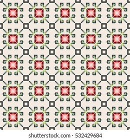 Seamless geometric pattern with ethnic motif. Geometric simple print. Vector repeating texture for textile, wallpaper, cards and etc.