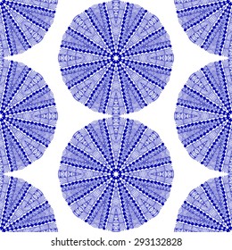 Seamless geometric pattern in ethnic oriental style. Abstract ornamental background in blue and white colors. Vector illustration in boho, vintage style for design of fabric, invitation, card