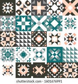 Seamless geometric pattern. Ethnic ornament on the carpet. Aztec style. Tribal ethnic vector texture. Embroidery on fabric. Indian, Mexican, folk pattern. Quilting, patchwork, jacquard