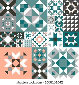 Seamless geometric pattern. Ethnic ornament on the carpet. Aztec style. Tribal ethnic vector texture. Embroidery on fabric. Indian, Mexican, folk pattern. Quilting, patchwork, jacquard