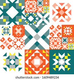 Seamless geometric pattern. Ethnic ornament on the carpet. Aztec style. Tribal ethnic vector texture. Embroidery on fabric. Indian, Mexican, folk pattern. Quilting, patchwork, jacquard