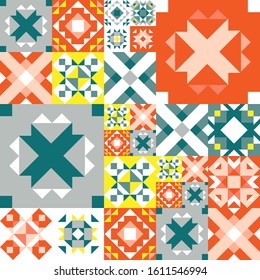 Seamless geometric pattern. Ethnic ornament on the carpet. Aztec style. Tribal ethnic vector texture. Embroidery on fabric. Indian, Mexican, folk pattern. Quilting, patchwork, jacquard