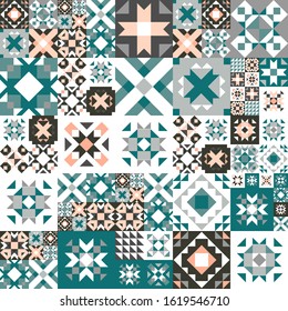 Seamless geometric pattern. Ethnic ornament on the carpet. Aztec style. Tribal ethnic vector texture. Embroidery on fabric. Indian, Mexican, folk pattern. Quilting, patchwork, jacquard