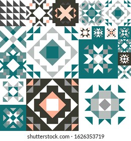Seamless geometric pattern. Ethnic ornament on the carpet. Aztec style. Tribal ethnic vector texture. Embroidery on fabric. Indian, Mexican, folk pattern. Quilting, patchwork, jacquard