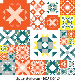 Seamless geometric pattern. Ethnic ornament on the carpet. Aztec style. Tribal ethnic vector texture. Embroidery on fabric. Indian, Mexican, folk pattern. Quilting, patchwork, jacquard