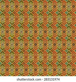 Seamless geometric pattern in ethnic style, a bright structure of different geometric shapes.