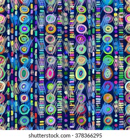 Seamless geometric pattern in ethnic style for your design, painted by hand. 