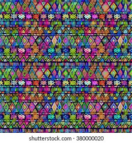 Seamless geometric pattern in ethnic style for your design, painted by hand.