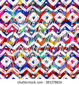Seamless geometric pattern in ethnic style for your design, hand drawn illustration.