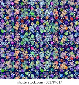 Seamless geometric pattern in ethnic style, hand drawn illustration. For the design and decoration background, wallpaper, packaging, fabrics, textiles.