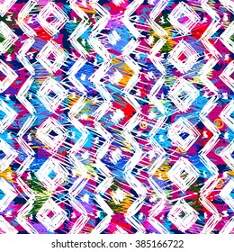 Seamless geometric pattern in ethnic style for your design, hand drawn illustration. For the design and decoration background, wallpaper, packaging, fabrics, textiles.