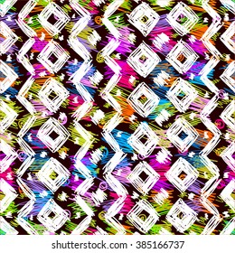 Seamless geometric pattern in ethnic style for your design, hand drawn illustration. For the design and decoration background, wallpaper, packaging, fabrics, textiles.