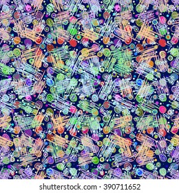 Seamless geometric pattern in ethnic style, hand drawn illustration.
