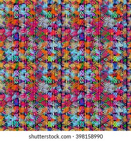 Nahtloses geometrisches Muster im ethnischen Stil für Ihr Design, von Hand gemalt, handgezeichneter Hintergrund.