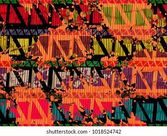 Seamless geometric pattern. Ethnic and tribal motifs. Grunge texture. Print for your textiles. Vector illustration.