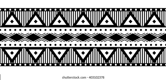 Seamless geometric pattern with ethnic, tribal and boho style ornament elements. Vector.