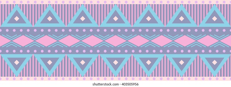 Seamless geometric pattern with ethnic, tribal and boho style ornament elements. Vector.