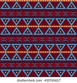 Seamless geometric pattern with ethnic, tribal and boho style ornament elements. Vector.