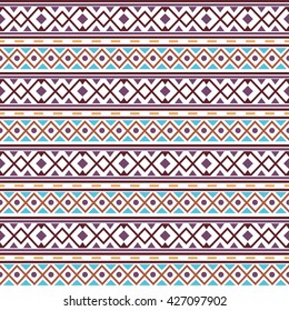 Seamless geometric pattern with ethnic, tribal and boho style ornament elements. Vector.