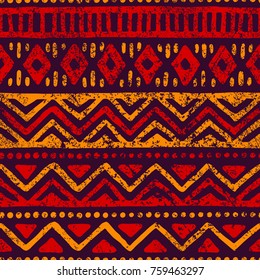 Seamless geometric pattern. Ethnic and tribal motifs. Grunge texture. Print for your textiles. Vector illustration.